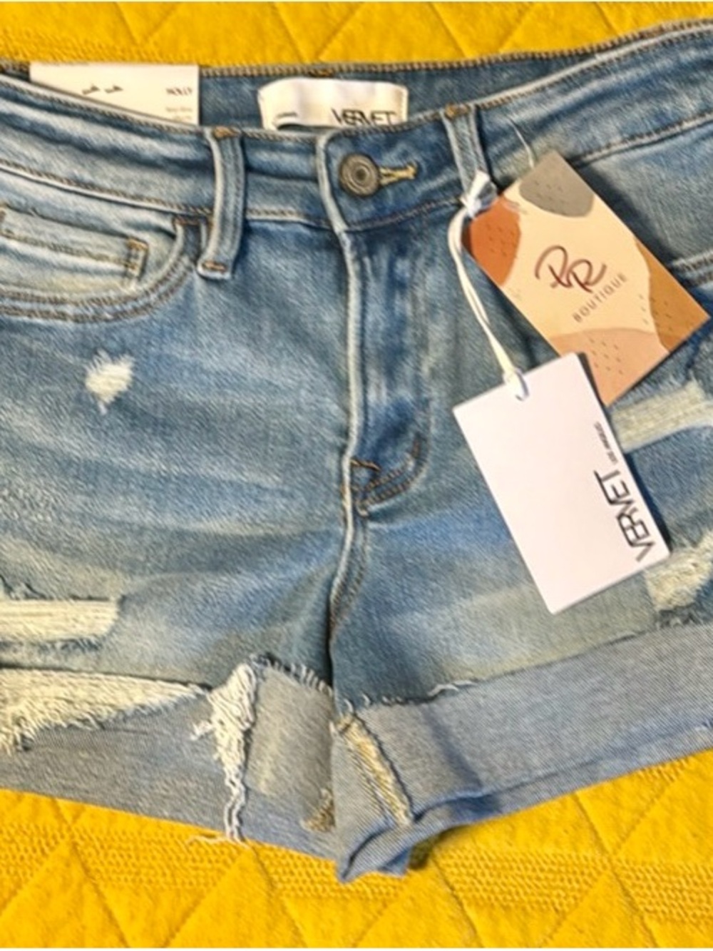 VERVET by Flying Monkey Light Blue Distressed Denim Jean Shorts